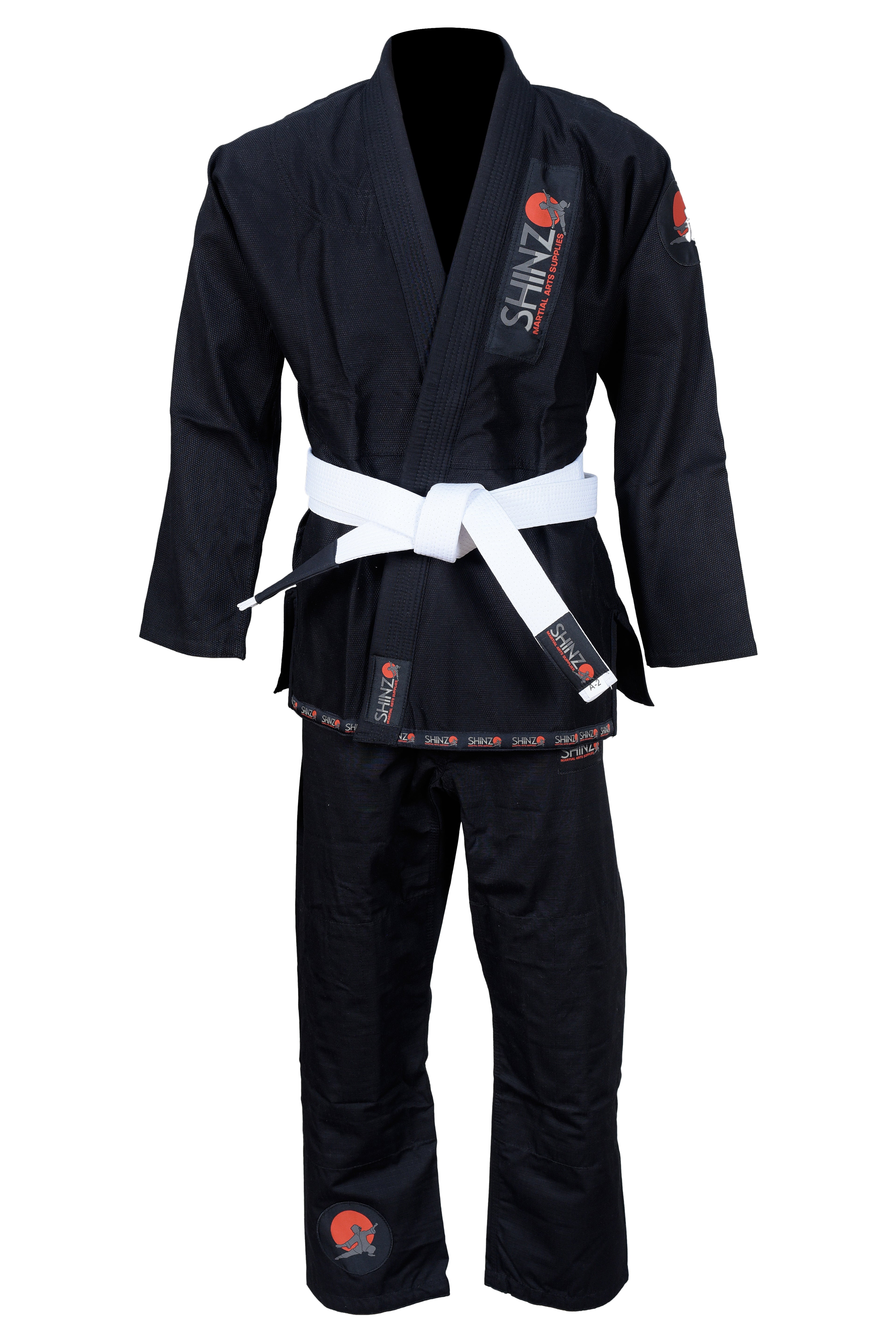 SHINZO Black BJJ Gi – 450 GSM Pearl Weave Jiu-Jitsu Uniform