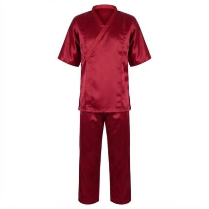 Premium Burgundy Satin Martial Arts Uniform – Combat Training Set