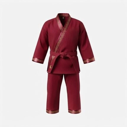 Custom Burgundy & Gold Hapkido Martial Arts Uniform – Traditional Training Gi with Belt