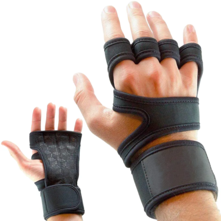 Black Fingerless Weightlifting Gloves | Padded Gym Gloves