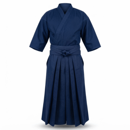 Custom Navy Blue Iaido Martial Arts Training Uniform with Pleated Hakama-Style Design