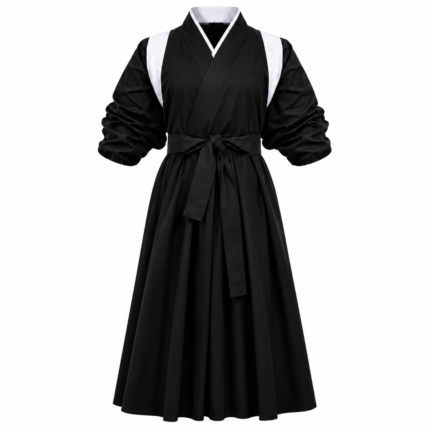 Black Kendo-Inspired Martial Arts Uniform with White Trim