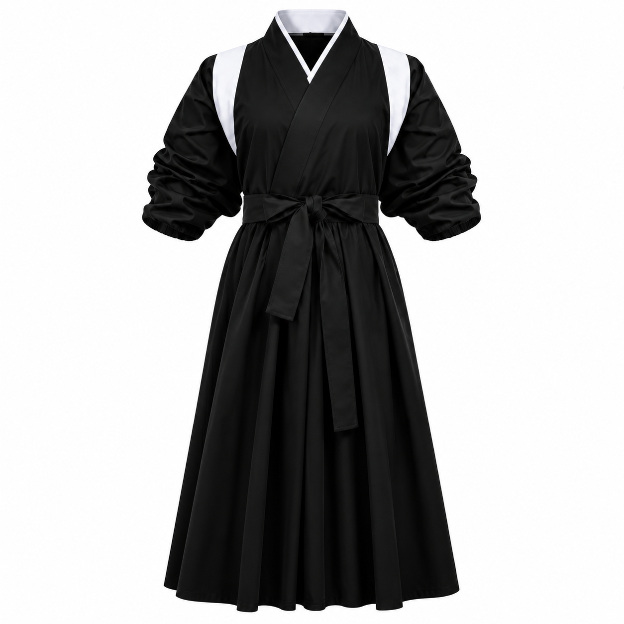 Black-and-White Wrap Dress