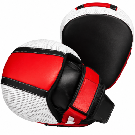 Red, White & Black Boxing Focus Mitts with Adjustable Wrist Straps