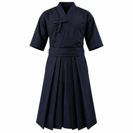 Navy Blue Traditional Kendo Uniform with Pleated Hakama