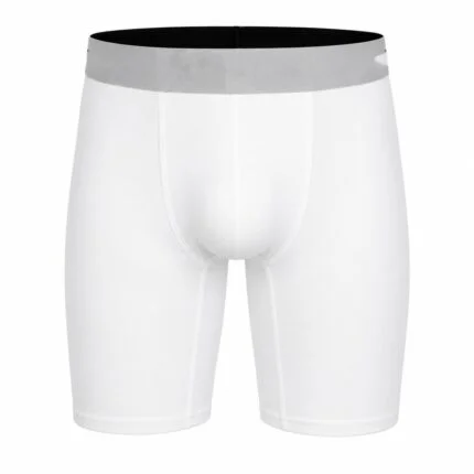 Men’s White Long-Leg Compression Boxer Shorts